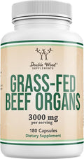 Grass Fed Beef Organ Complex (3,000mg per Serving, 180 Capsules, 1 Month Supply) Supplement for Digestion, Immune Health, Energy, and Wellness by Double Wood