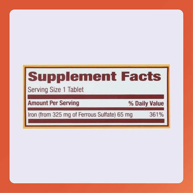 Rugby Ferrous Sulfate 325mg Tablets - Iron Supplement for Women and Men - 100 Count (3 Pack)