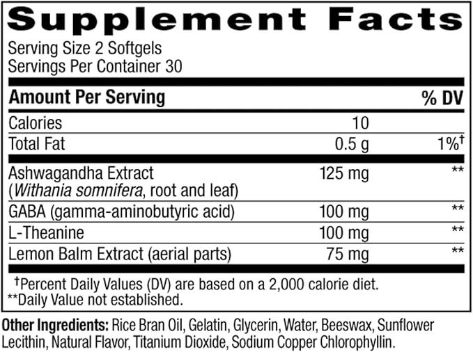 OLLY Ultra Strength Goodbye Stress Softgels,GABA,Ashwagandha,L-Theanine and Lemon Balm,Stress Relief Supplement -,60 Count (Pack of 2)