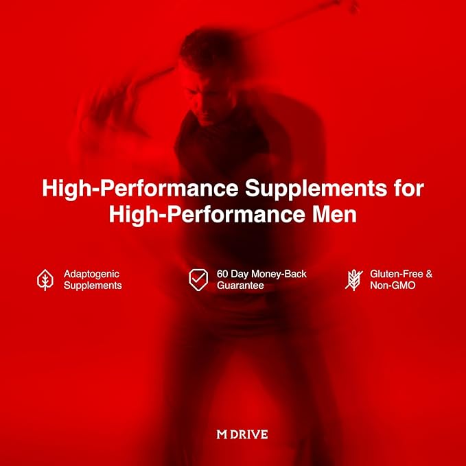 Mdrive Prime - Men's T-Support Supplement, Max Energy, Focus & Lean Muscle, KSM-66 Ashwagandha, S7 Nitric Oxide Booster, Bioperine and DHEA,30 Servings, 60 Count