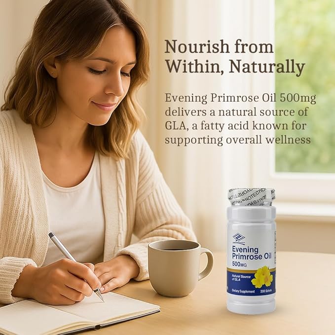 Nu-Health Evening Primrose Oil 500 mg for Women | Natural Source of GLA | Evening Primrose Oil Softgels | Nutritional Support for Skin & Overall Wellness | 200 Count