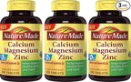 Nature Made Calcium, Magnesium & Zinc w. Vitamin D Tablets Value Size 300 Ct (3 Pack of 300)（Packaging may vary）