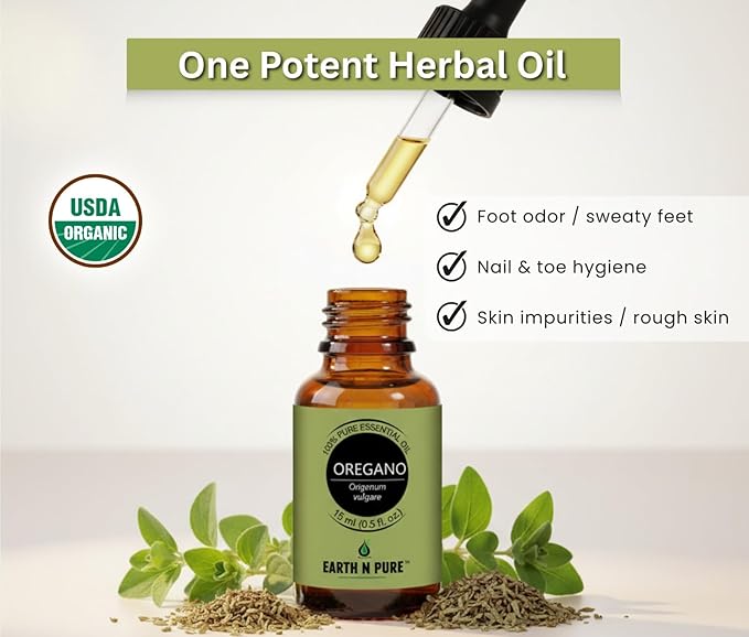Earth N Pure Oregano Essential Oil Undiluted, Natural and Therapeutic Grade with Glass Dropper - 15 ML