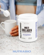 NutraBio Multi Collagen Powder - Hydrolyzed Collagen Peptides for Glowing Hair & Skin - Grass-Fed - Collagen Powder for Women and Men - 40 Servings- Unflavored