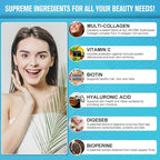 TheraSuva Multi-Collagen Complex + Biotin + Vitamin C – Types I, II, III, V & X – Natural Supplement for Hair, Skin, Nails & Joint Support, 2 Month Supply, 120 Softgels
