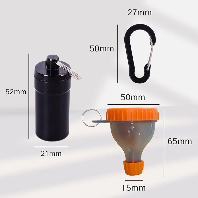 Protein Funnel Set Travel Protein Powder Containers with 1 Carabiner 1 Brush and 1 Mini Pocket Pill Box Reinforced to Prevent Spills Gym Pre-Workout Supplement Orange Powder Funnels