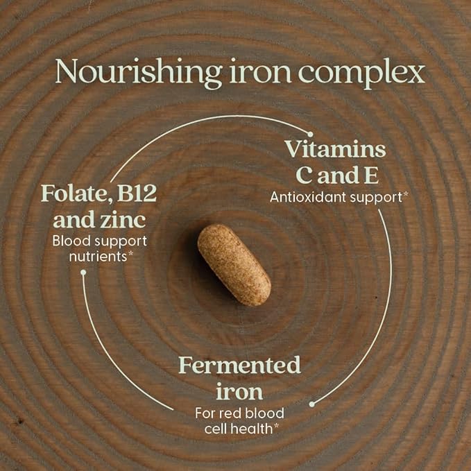 New Chapter Iron Supplement, Whole-Food Fermented Iron Complex Made with Organic Vegetables & Herbs + One Daily Non-Constipating Dose- 90ct, 3 Month Supply