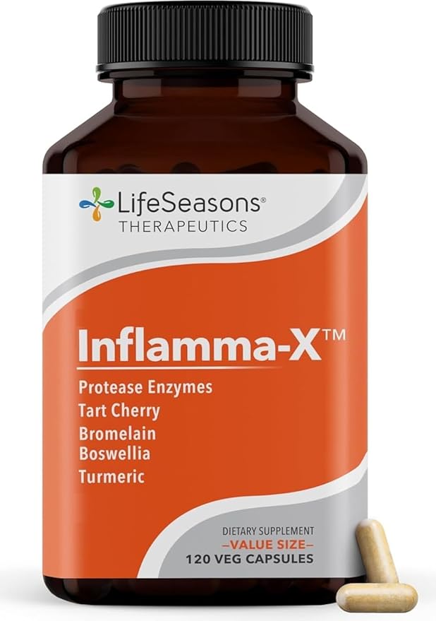 LifeSeasons Inflamma-X Joint & Tissue Support Supplement – Supports Muscle Comfort, Recovery & Flexibility – Herbal Formula with Turmeric, Bromlein, Protease – 120 Capsules