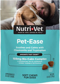 Nutri-Vet Pet-Ease Soft Chews for Dogs, Vet Formulated with Chamomile & Tryptophan to Soothe and Calm During Storms, Separation Anxiety, and Loud Noises, Dog Calming Supplement, 6.0 oz