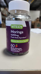 Viteey Moringa Gummies - 4,000mg [from 400mg of 10:1 Extract] of Moringa Supplement Super Greens Gummies - Antioxidant Wellness and Digestive Support - Vegan, Gluten Free - 60 Count