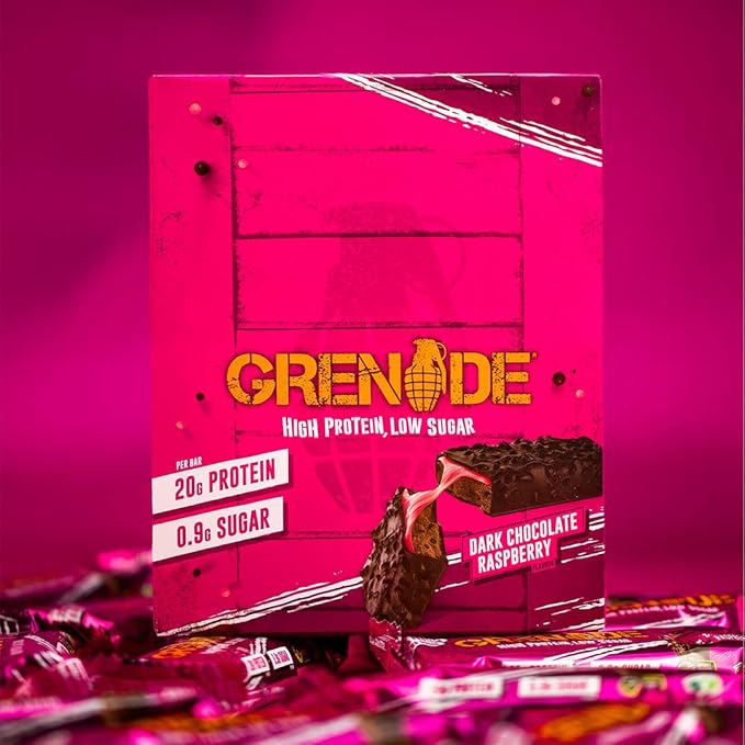 Grenade High Protein Bar - Dark Chocolate Raspberry, 12 x 60 g