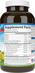 Carlson - Inflammation Balance, Balanced Omega-3 & Omega-6 Ratio, with D3, Norwegian, Wild-Caught Fish Oil Supplement with Fatty Acids, Sustainably Sourced Fish Oil Capsules, 180 Softgels