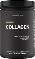 Livingood Daily Chocolate Collagen Powder for Women & Men, Hydrolyzed Collagen Peptides Powder with Vitamin C, Protein with 20 Amino Acids, Type I & III, Grass Fed, Keto, Paleo, Gluten Free, 30 Srvgs