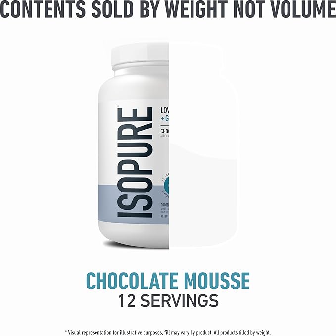 Isopure Protein + Gut Health & Immune Support Powder, Chocolate Mousse, 25g Whey Protein with Prebiotics & Vitamins, 12 Servings (Pack of 1)