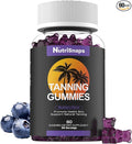 Tanning Gummies, Tanning Supplement for Adults Woman & Men, Daily Tanning Gummies for Skin Health & Pigmentation, Non-GMO, Vegan, Blueberry Flavor, 60 Gummies