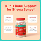 SmartyPants Kids Bone Support 4-in-1 Gummies with Calcium, Vitamin D3, K2 & Phosphorus for Growing Bones, Strawberry Mango, 60 Count (30 Day Supply)