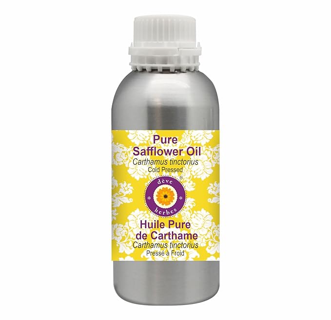 Deve Herbes Pure Safflower Oil (Carthamus tinctorius) Cold Pressed 1250ml (42 oz)