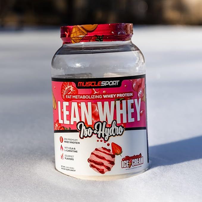 MuscleSport Lean Whey Revolution™ Protein Powder - Whey Protein Isolate - Low Calorie, Low Carb, Low Fat, Incredible Flavors - 25g protein per scoop (2LB, Strawberry)