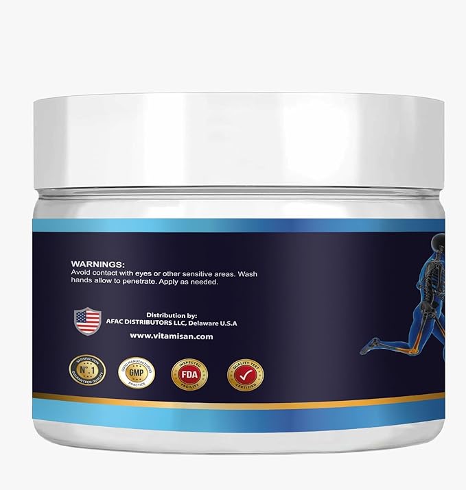 VITAMISAN Premium Organic Glucosamine & Chondroitin Cream with MSM, Arnica, & Collagen