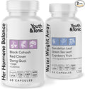 Youth & Tonic PMS & Menopause Bloating Relief Duo – Support for Puffiness, Hormonal Balance & Fluid Retention – Her Hormone Balance + Water Weight Away Natural Herbs for Women, 90 Capsules