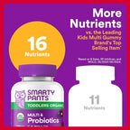 SmartyPants Organic Toddler Multivitamin Gummies: Probiotics,Omega 3 (ALA),Vitamin D3,C,Vitamin B12,B6,A,K&Zinc,Beta Carotene,Gluten Free,Three Fruit Flavors, (30 Day Supply),60 Count (Pack of 2)