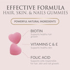 Hair Vitamins Gummies - Sugar Free Hair Growth Support Gummy with Biotin 5000 mcg Per Serving, Vitamin A, B12, C, D, E, Folic Acid - Supports Strong Beautiful Hair and Nails, Vegetarian - 120 Gummies
