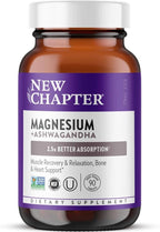 New Chapter Magnesium + Ashwagandha Supplement, 325 mg with Magnesium Glycinate for Muscle Relaxation & Recovery, Heart, Nerve & Bone Health, 2.5X Absorption, Non-GMO - 90 ct (3 Month Supply)