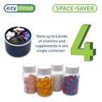 EZY DOSE Mini Vitamin Organizer, Multi Compartment, Portable and Compact Design, Easy Access Sliding Pill Dispenser, Supplement Organizer with Anti-Mix Design, Travel Friendly, Medium, Black and Cream