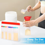55 Pcs Protein Powder Travel Container Set - Protein Powder Container To Go, Single Dose Kit Reusable Powder Supplement Packets, Portable Powder Organizer Zip up Bags with Funnels, Spoons, Labels