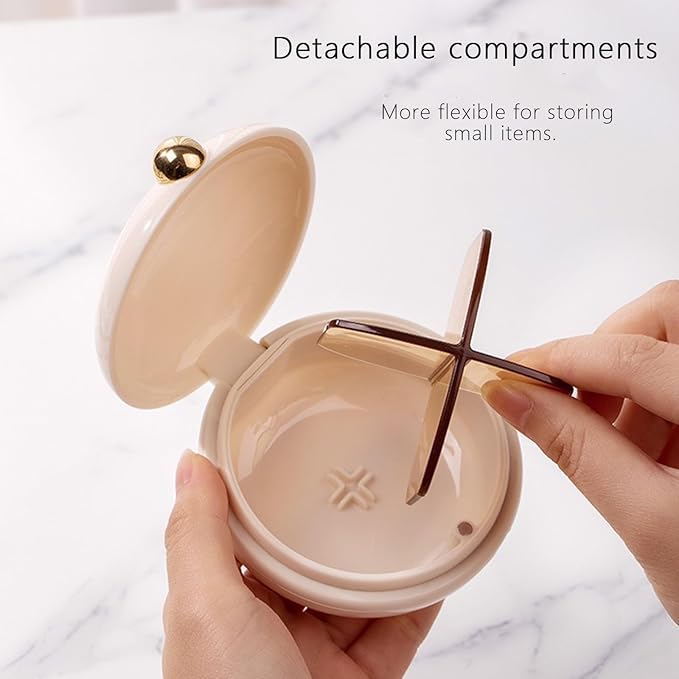 Cute Pill Holder for Purse, Daily Pill Organizer 4 Times a Day, Pill Travel Case, Portable Round Daily Pill Case Dispenser Organizer Containers (Beige)