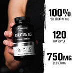 Jacked Factory Creatine HCl Capsules - CON CRET Creatine Pills 750mg - Lean Muscle Growth & Recovery, Boost Strength & Endurance, No Bloating or Cramps - 120 Capsules