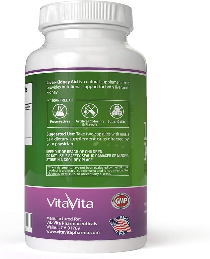 Liver Kidney Aid, Herbal Based Ingredients Supports Liver and Kidney Health, 90 Days Supply (180 Softgels)