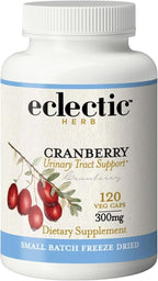 Eclectic Herb - Premium Freeze Dried Cranberry Capsules | Urinary Tract Support | Cranberry Supplement for Urinary Tract Health | US-Grown, Organic, Non-GMO, Gluten Free, Vegan (120 CT | 300 mg)