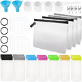 Abnaok 47PCS Protein Powder Travel Container Set,Reusable Powder Supplement Container with 21PCS Single Dose Powder Bags，Zip Up Bags，Funnels, Spoons and Sheet Labels, Spring Buckle，Zipper Rings