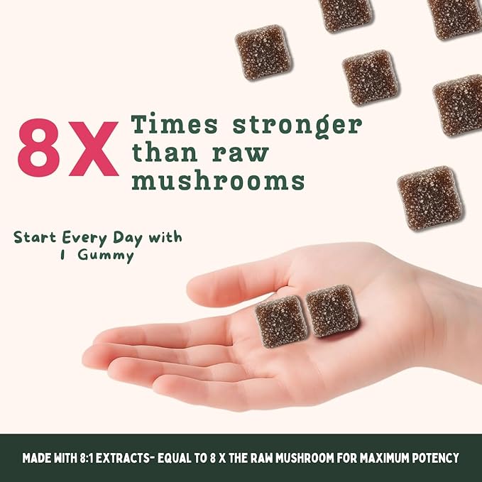 Baker's Botanics Adaptogenic Mushroom Gummies – Antioxidant Botanical Blend | Coconut Flavor | Vegan, Gluten-Free, Non-GMO Supplement
