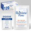 RainbowPana Flushable Wipes - 120 Count, ON-THE-GO Individually Wrapped - Travel Butt Wipes for Men and Women, Family - Infused with Vitamin E and Natural Aloe, pH Balanced, Paraben/Fragrance/Alcohol Free, 100% Plant Sourced Fibers - Cleanse and Moistu...