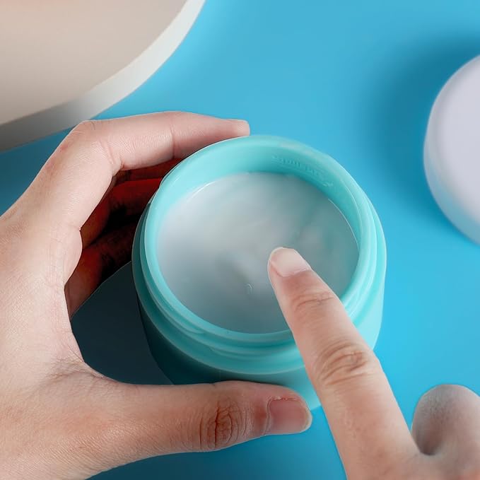 kuangre Travel Containers for Toiletries, Silicone Cream Jars BPA-Free, Leak-proof 3oz Travel Size Containers, Portable Size Silicone Jars with Lid for Cosmetic Face Hand Body Cream (4 Pack)