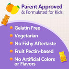 Omega 3 Gummies for Kids & Teens - Sugar Free Omega DHA & EPA Supplement Gummy for Children Brain and Immunity - No Fish Burps, Vegan - 120 Gummies