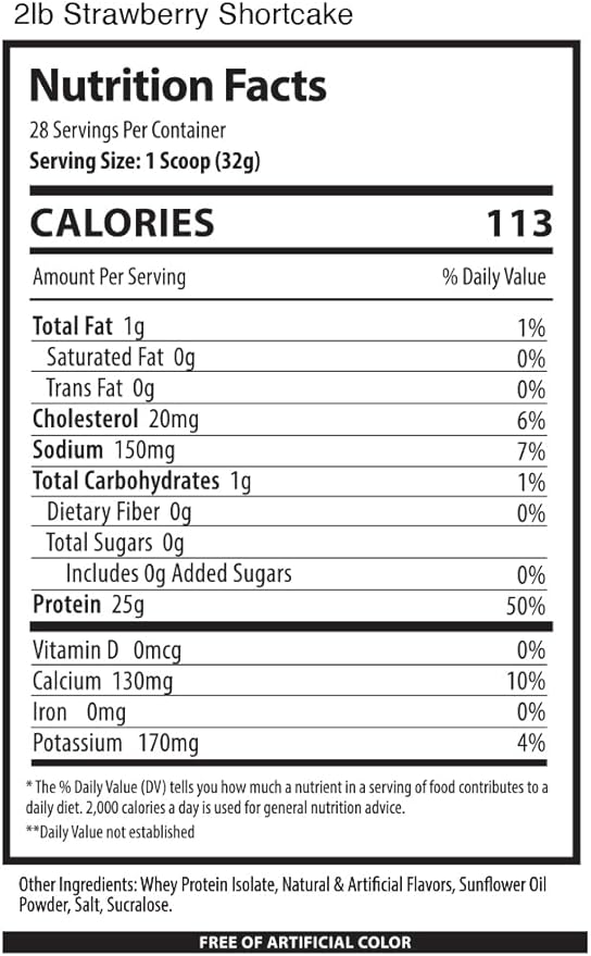 Alpha Supps ISO, Low Carb 100% Whey Protein Isolate Powder, 25 Grams Per Serving, Helps Support Muscle Growth, Low Sugar and Gluten Free (Strawberry Shortcake, 2 lb)