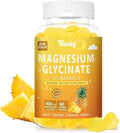 Magnesium Glycinate Gummies 400mg - Sugar Free Vegan Gummies for Adults & Kids with Vitamin D3, B6, C, CoQ10, Collagen, Zinc - Sleep, Muscle, Bone & Memory Support - 60 Pineapple Chewables