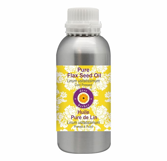 Deve Herbes Pure Flax Seed Oil (Linum usitatissimum) Cold Pressed 300ml (10 oz)