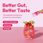 TEAZEN Strawberry&Kiwi Kombucha Powder, Hydration Drink Mix, Sugar Free, Live Probiotics & Prebiotics, On-the-Go 10 Packets, 1.76oz