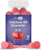 Calcium + D3 Gummy – Chewable Supplement for Bone Support – Kosher Gummies for Women, Men & Kids – Coral Source with Vitamin D – Kids Calcium & Immune Support – Citrate-Free – 60 Count