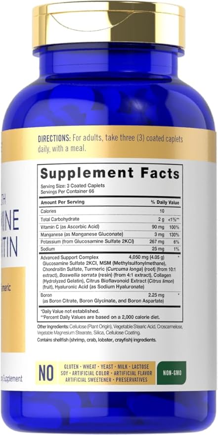 Carlyle Glucosamine Chondroitin MSM Turmeric | 200 Count | Advanced Triple Strength Supplement | Non-GMO & Gluten Free