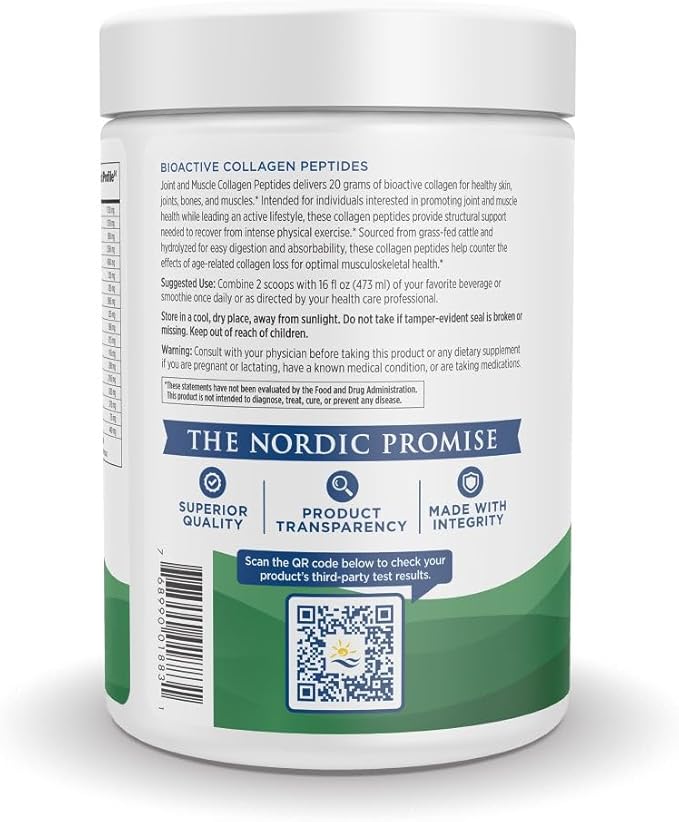 Nordic Naturals Joint & Muscle Collagen Peptides, Unflavored - 10.6 Ounces - Collagen Supplement for Skin Health and Joint Mobility - 15 Servings