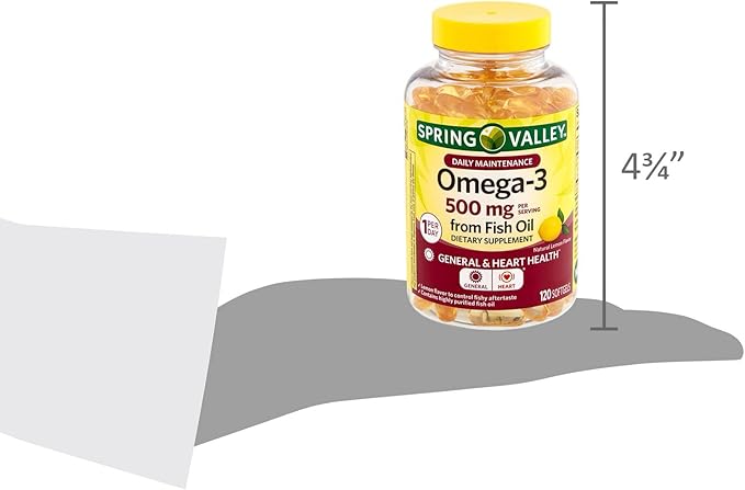 Spring Valley Omega-3 from Fish Oil 500 mg 120 Count, SoftGels, General & Heart Health Dietary Supplement Bundle with Luall's 45 Diabetes Decoded