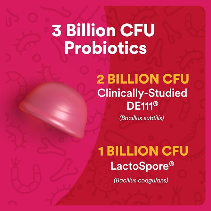 SmartyPants Adult Probiotic Gummies for Digestive Health: 3 Billion CFU, Gut Health and Immune Support Supplement, Clinically Studied Probiotic, Gluten Free, Strawberry, 30 Count (30 Day Supply)