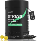 Stress Support Gummies for Kids & Adults, L-Theanine 400mg with Magnesium Glycinate, GABA & Ashwagandha, L Theanine Chewable Supplement for Relaxation, sleep, Calm & Focus, 120 Count, 60 Day Supply