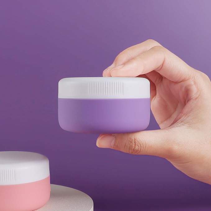 Kuangre Travel Containers for Toiletries, Silicone Cream Jars BPA-Free, Leak-proof 1.35oz Travel Size Containers, Portable Size Silicone Jars with Lid for Cosmetic Face Hand Body Cream (4 Pack)