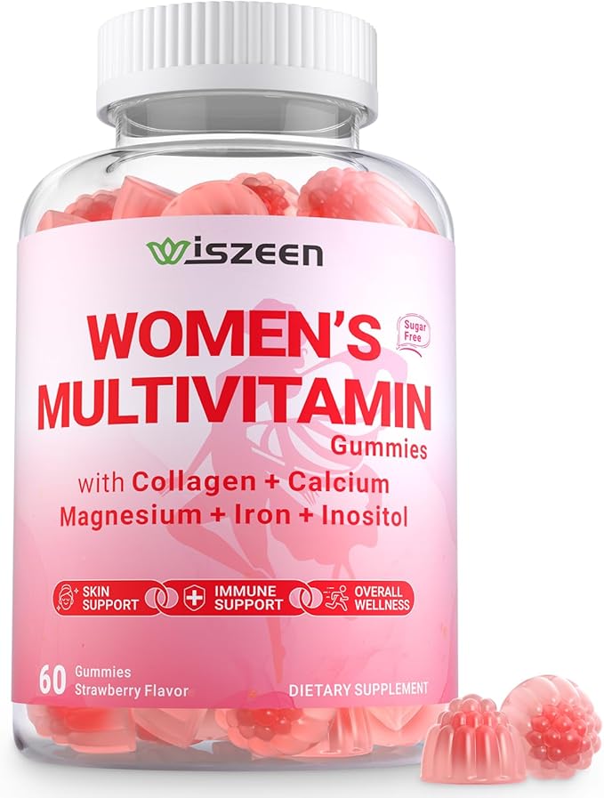 Womens Multivitamin Gummies with Biotin, Collagen, Calcium, Magnesium, Inositol, Folate, Iron, Vitamin A, C, D, E - Multi Vitamins & Minerals - Multivitamin for Women Supplement